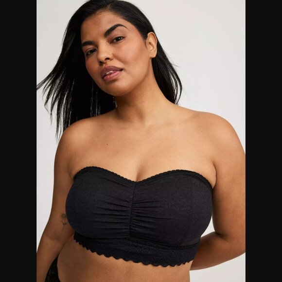 Lightly Lined 4-Way Stretch Lace Bandeau Details Black Bra NWT NEW Size 1 - Picture 2 of 6